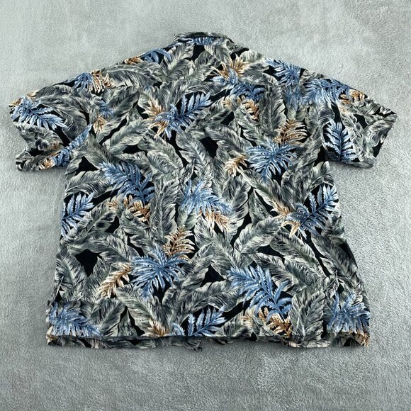 RJC Mens Hawaiian Shirt 2XL Black & Blue Tropical  Short Sleeve Button-Up 1067 - Picture 2 of 7